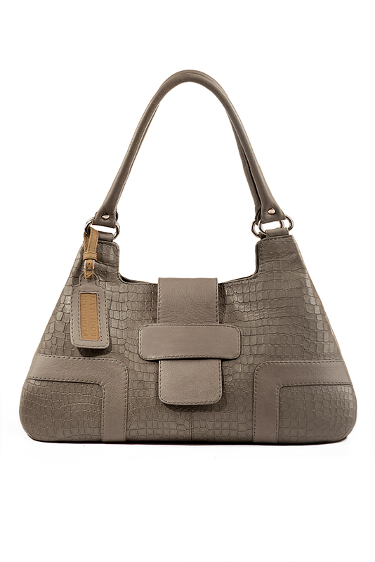 Dress large handbag in bronze beige leather - Top view